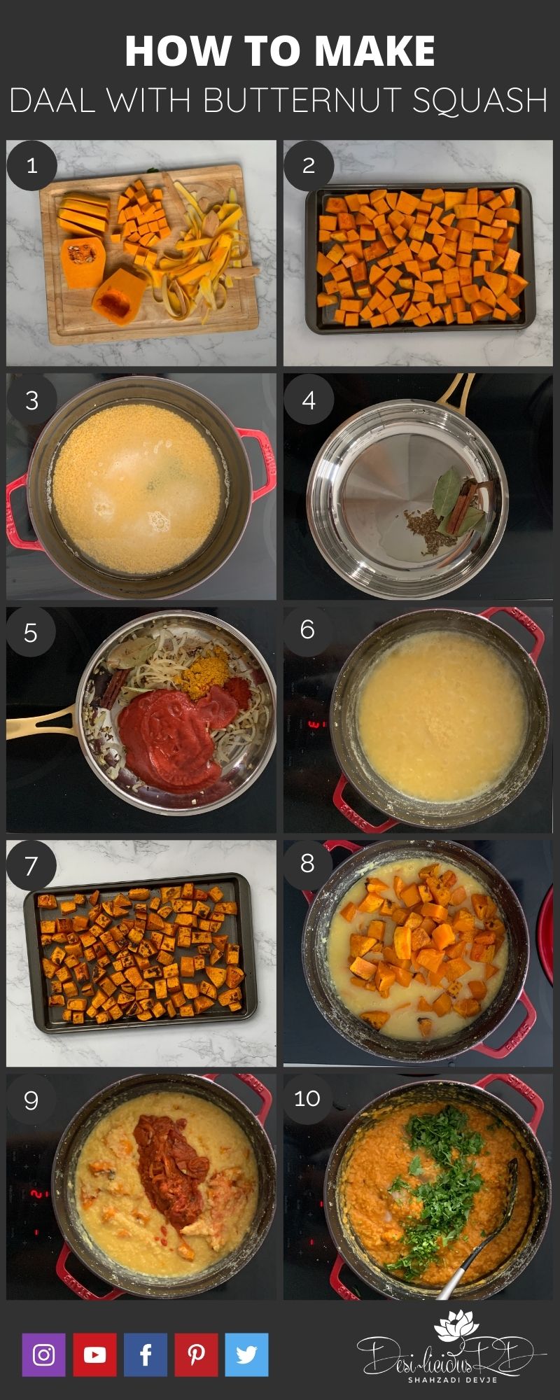 step by step preparation shots of how to make daal (aka yellow mung daal)