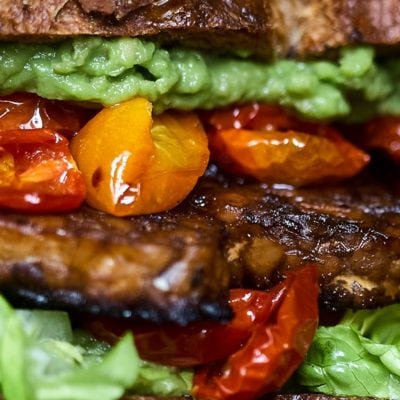 close up of the vegetarian TLT sandwich
