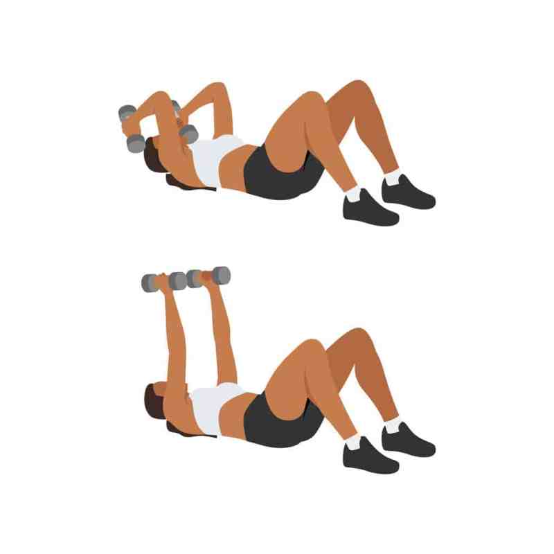Vector of woman doing lying dumbbell triceps extensions