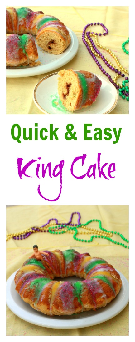 King Cake baked and frosted in a little over an hour: Quick & Easy King Cake for Mardi Gras | @tspcurry