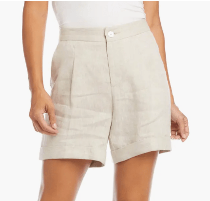 Karen Kane pleated high-waist linen shorts