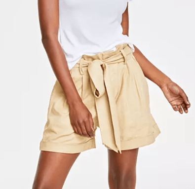 Paperbag-Waist Belted Shorts